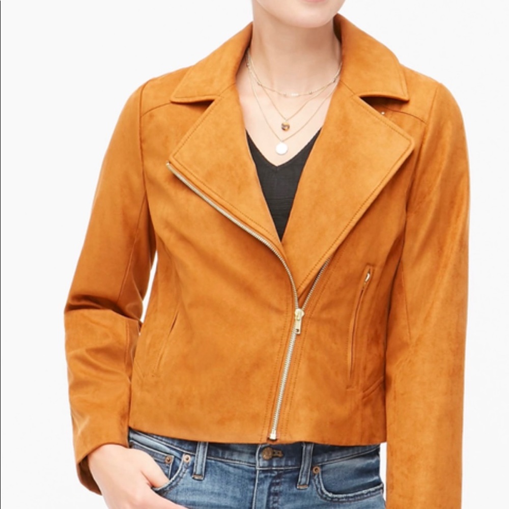 NWT J.Crew faux suede brown moto jacket